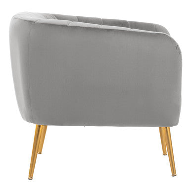 Larissa Grey Velvet Channel Tufted Accent Chair