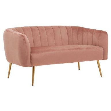 Larissa Two Seat Pink Velvet Sofa