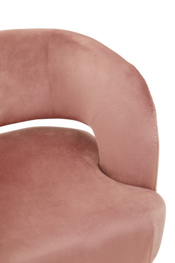 Larissa Pink Velvet Curved Accent Chair