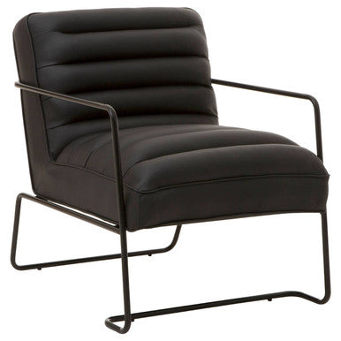 New Foundry Leather Effect Black Chair