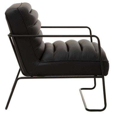New Foundry Leather Effect Black Chair