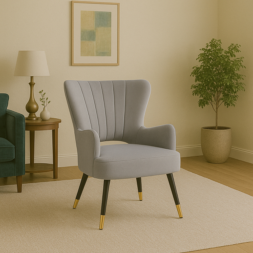 Loretta Grey Velvet Cut Out Back Chair