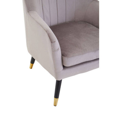 Loretta Mink Velvet Accent Chair With Black Legs