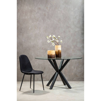 Salford Round Dining Table With Black Metal Legs