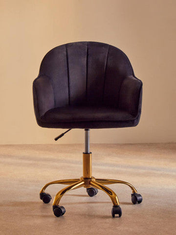 Brent Black Velvet And Gold Base Home Office Chair