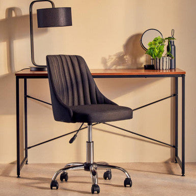 Brent Ribbed Black And Chrome Home Office Chair