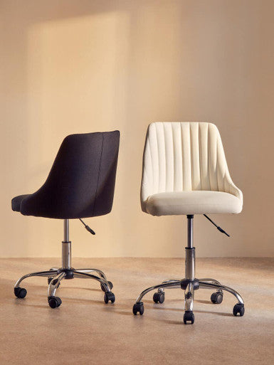 Brent Off White Leather Effect Home Office Chair