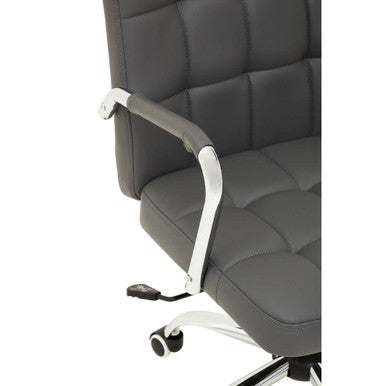 Brent Grey Leather Effect And Chrome Home Office Chair