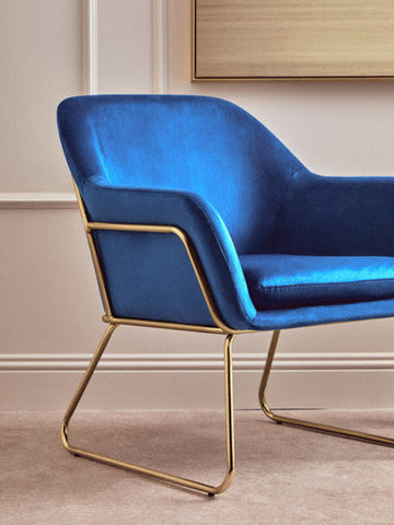 Xander Midnight Blue Velvet Modern Accent Chair
