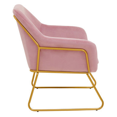 Xander Pink Velvet Modern Accent Chair with Gold Frame