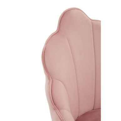 Tian Pink Velvet Dining Chair With Gold Metal Legs