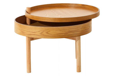 Viborg Revolving Top Side Table with Storage