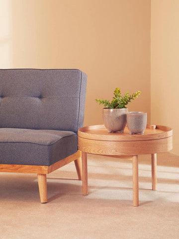 Viborg Revolving Top Side Table with Storage