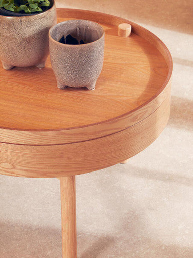 Viborg Revolving Top Side Table with Storage