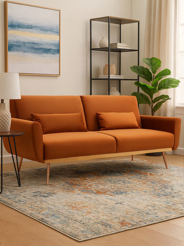 Hatton Burnt Orange Velvet Sofa Bed