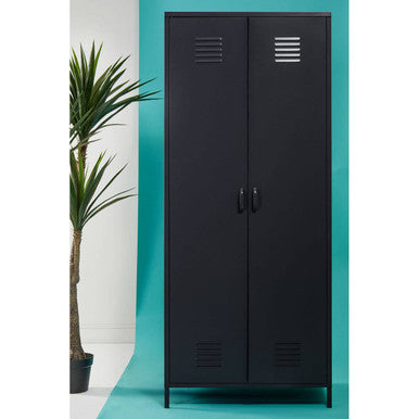 Academy Black Two Door Locker Style Wardrobe