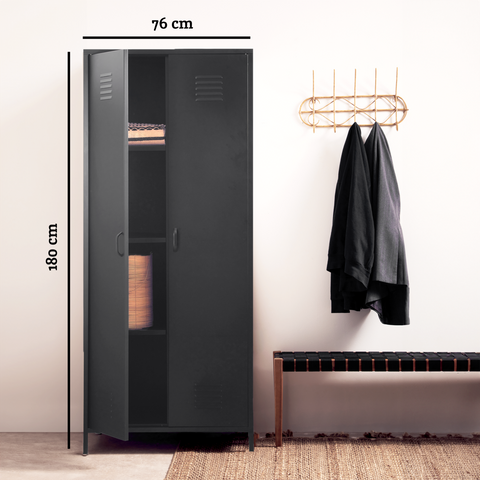 Academy Black Two Door Locker Style Wardrobe
