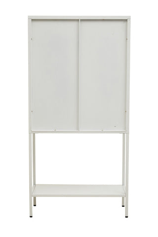 Acier Two Door White Metal Cabinet with Glass Doors