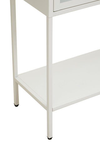 Acier Two Door White Metal Cabinet with Glass Doors