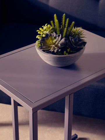 Acero Grey Metal Side Table