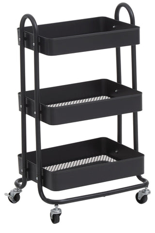 Acero Three Tier Black Metal Trolley