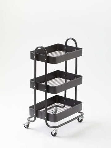 Acero Three Tier Black Metal Trolley