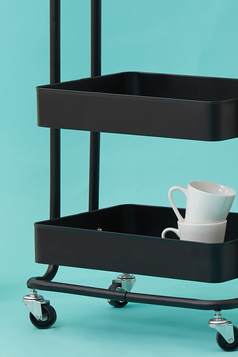 Acero Three Tier Black Metal Trolley