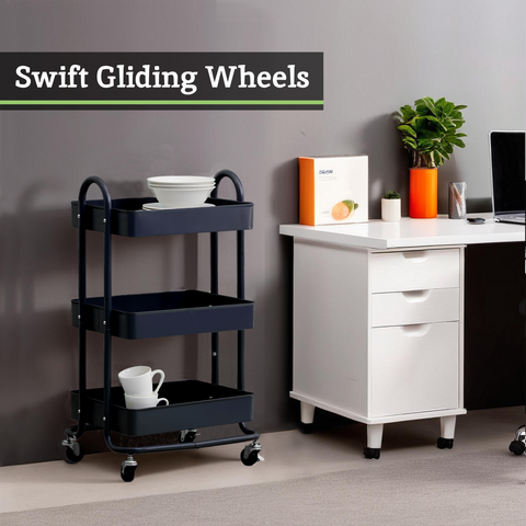 Acero Three Tier Black Metal Trolley