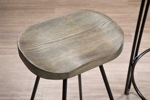 District Wooden Top Bar Stool With Metal Legs