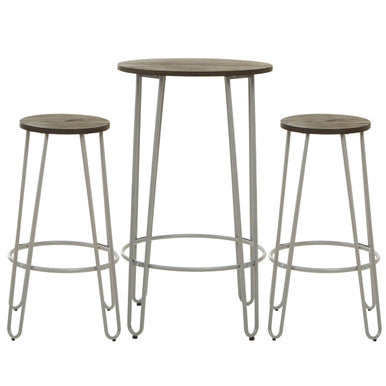 District 3 Piece Elm Wood Bar Table And Stool Set
