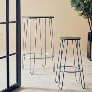 District Barstool with Silver Metal Legs