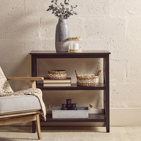 Heritage Three Shelf Black Bookcase