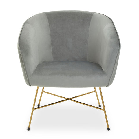 Stockholm Grey Velvet Curved Accent Chair