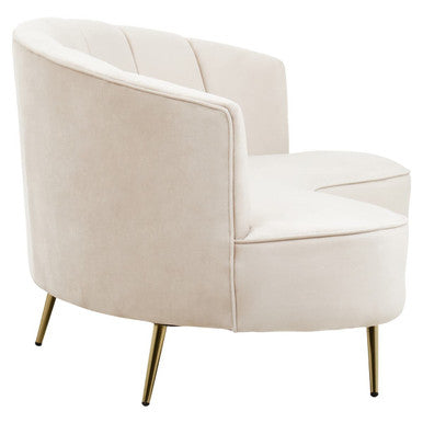 Hasna Three Seat Beige Velvet Sofa