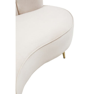 Hasna Three Seat Beige Velvet Sofa