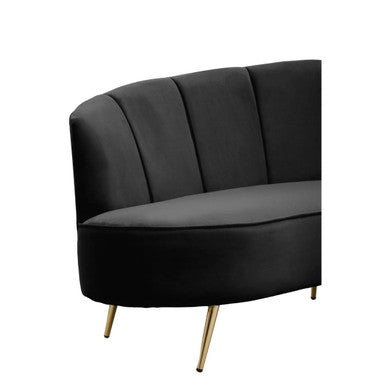 Hasna Three Seat Black Velvet Sofa