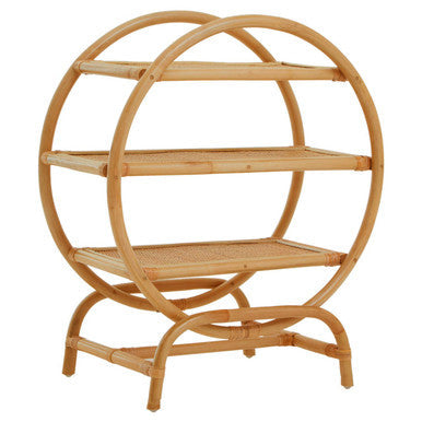 Mataram Three Tier Natural Rattan Round Shelf Unit