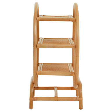 Mataram Three Tier Natural Rattan Round Shelf Unit