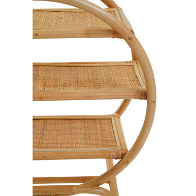 Mataram Three Tier Natural Rattan Round Shelf Unit