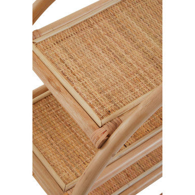 Mataram Three Tier Natural Rattan Round Shelf Unit