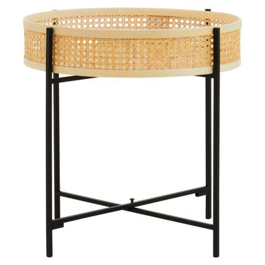 Depok Rattan Side Table With Metal Legs