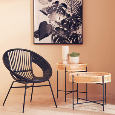 Depok Rattan Side Table With Metal Legs
