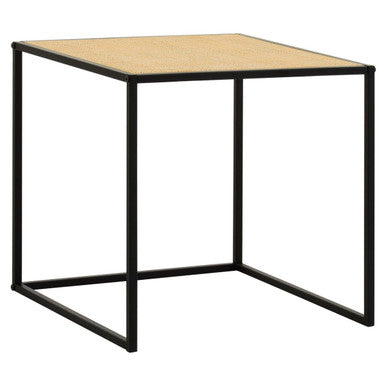 Depok Rattan and Metal Square Side Table