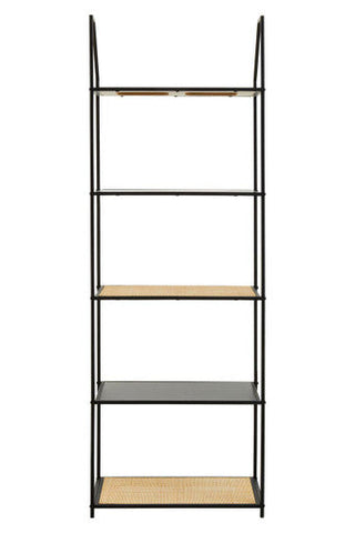 Depok Rattan And Metal Five Tier Shelf Unit
