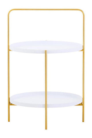Trosa Two Tier White And Gold Side Table