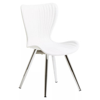 Laila White Seat And Silver Chrome Legs Dining Chair