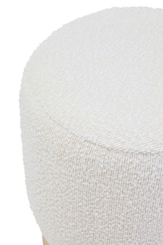 Mota Burl Wood And Cream Boucle Round Stool