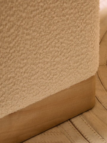 Mota Burl Wood And Cream Boucle Square Stool