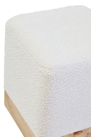 Mota Burl Wood And Cream Boucle Square Stool
