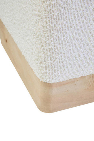 Mota Burl Wood And Cream Boucle Square Stool